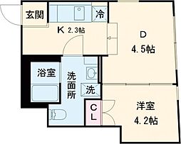 東急目黒線 西小山駅 徒歩7分の賃貸マンション 1階1DKの間取り