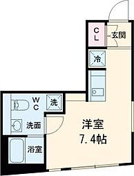 東急目黒線 西小山駅 徒歩7分の賃貸マンション 4階ワンルームの間取り