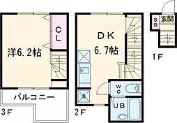 東急目黒線 武蔵小山駅 徒歩12分の賃貸アパート 1階1DKの間取り