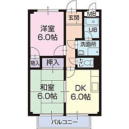 Ｓｕｒｐｌｕｓレスト高須Ａ 2階2DKの間取り