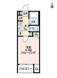 東京メトロ千代田線 北千住駅 徒歩22分の賃貸アパート 2階1Kの間取り