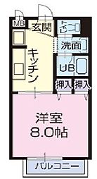 名鉄名古屋本線 一ツ木駅 徒歩14分の賃貸アパート 1階1Kの間取り
