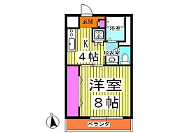 東京メトロ日比谷線 南千住駅 徒歩8分の賃貸マンション 2階1Kの間取り