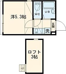 つくばエクスプレス 青井駅 徒歩6分の賃貸アパート 3階1Kの間取り