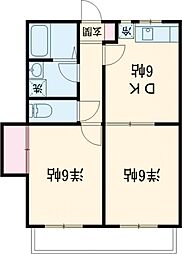 東急目黒線 大岡山駅 徒歩13分の賃貸アパート 2階2DKの間取り