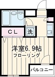 東急目黒線 洗足駅 徒歩1分の賃貸マンション 4階1Kの間取り