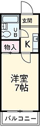 コーポ栄 1階1Kの間取り