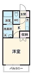 名鉄三河線 小垣江駅 徒歩19分の賃貸マンション 3階1Kの間取り