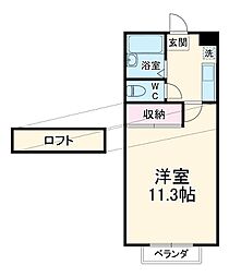 JR東海道本線 野田新町駅 徒歩18分の賃貸アパート 2階1DKの間取り