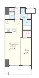 東京メトロ日比谷線 南千住駅 徒歩17分の賃貸マンション 11階1LDKの間取り