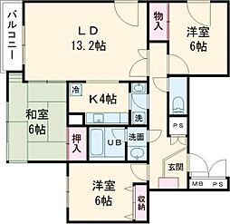 カスティーヨ杵島 2階3LDKの間取り