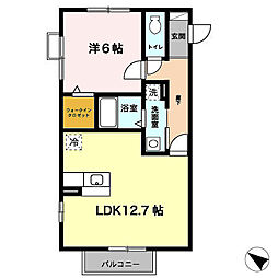 小田急小田原線 読売ランド前駅 徒歩8分の賃貸アパート 1階1LDKの間取り