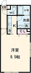 プライムアーバン洗足 4階1Kの間取り