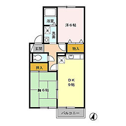 ファミール二池 2階2DKの間取り