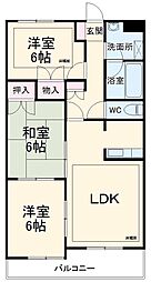 サンコート23 6階3LDKの間取り