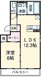 ユグドソレイユ 1階1LDKの間取り