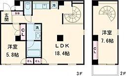 レジディア自由が丘II 3階2LDKの間取り