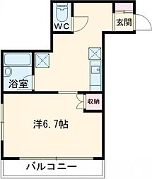 東京メトロ南北線 本駒込駅 徒歩4分の賃貸マンション 2階1Kの間取り