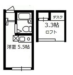 JR中央線 吉祥寺駅 徒歩8分の賃貸アパート 2階ワンルームの間取り