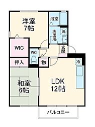 カーサ・パティオ　III 2階2LDKの間取り