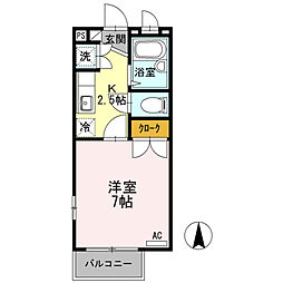 都営大江戸線 練馬春日町駅 徒歩4分の賃貸アパート 2階1Kの間取り