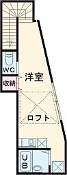 アートヒルズ南田中 2階ワンルームの間取り
