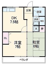 池田ハイツ 1階2DKの間取り