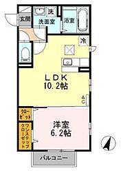 クレール 1階1LDKの間取り
