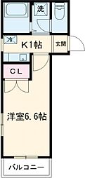 蒼樹館 2階1Kの間取り