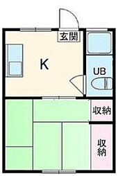 クロノス中原 1階1Kの間取り