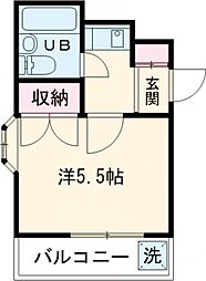 ヌーベルシャトー 3階1Kの間取り