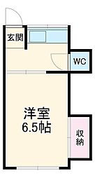 柏コーポ 3階1Kの間取り