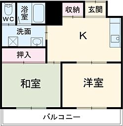 上信電鉄 上州富岡駅 徒歩15分の賃貸アパート 2階2DKの間取り