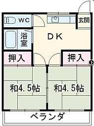 コーポフェニックス 2DKの間取図画像