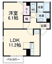 カーサ・カルム 2階1LDKの間取り