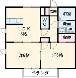 サウスハイツ 1階2DKの間取り