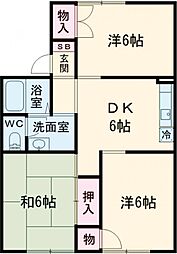 グロワールいとう 1階3DKの間取り