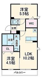 つくばエクスプレス 八潮駅 徒歩33分の賃貸アパート 1階2LDKの間取り