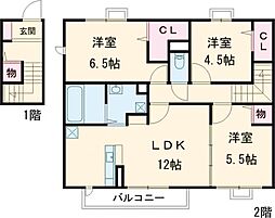 Ｐａｔｉｏ　Ｖｅｒｄｅ　Ａ棟 2階3LDKの間取り