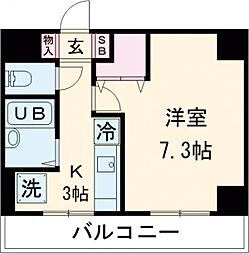 ビイルーム小金井 2階1Kの間取り