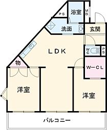 センチュリー重原 2階2LDKの間取り