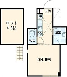 バーミープレイス東小金井 1階ワンルームの間取り