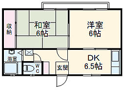 京成松戸線 北習志野駅 徒歩14分の賃貸アパート 2階2DKの間取り