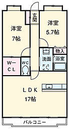 リバーサイド衣浦 2LDKの間取図画像