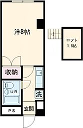 シャルマン請地 3階1Kの間取り