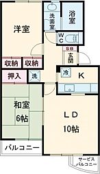 パークハイツ 3階2LDKの間取り