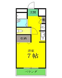 リバーサイドＫＡＢＵＲＡ 2階ワンルームの間取り