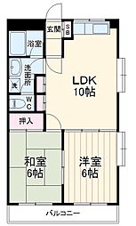 アシエ江木 2階2LDKの間取り