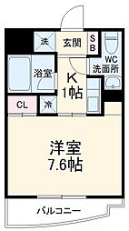 アビタシオン元住II 2階1Kの間取り