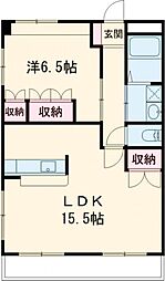 京王線 多磨霊園駅 徒歩17分の賃貸マンション 2階1LDKの間取り